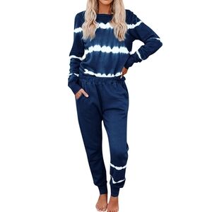 Womens Lounge Sets For Women Fashion Casual Tie-dye Printed Stripe Two-p…